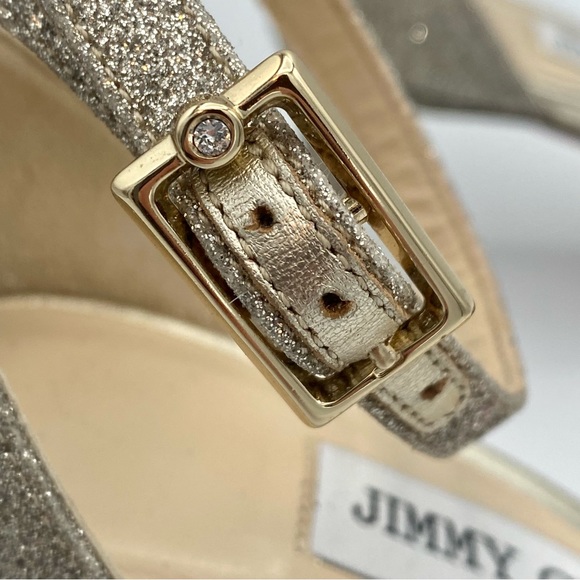 Jimmy Choo Annie Giltter 65mm Ankle Strap Glitter Heel, Size 37.5 - Picture 8 of 17
